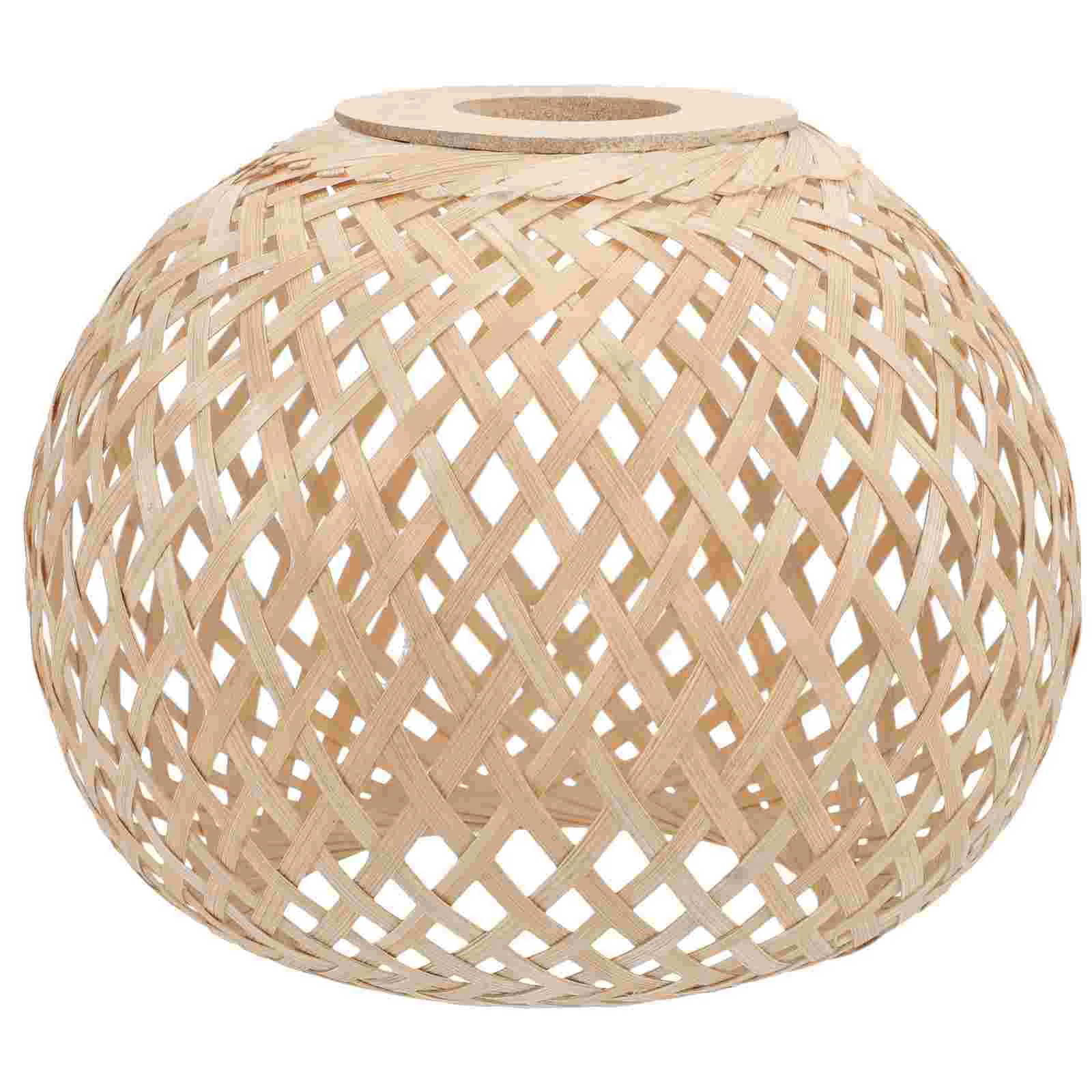 Woven Bamboo Lampshade Light Bulb Cage Guard Rattan Basket Chandelier Lamp Shade Light Cover