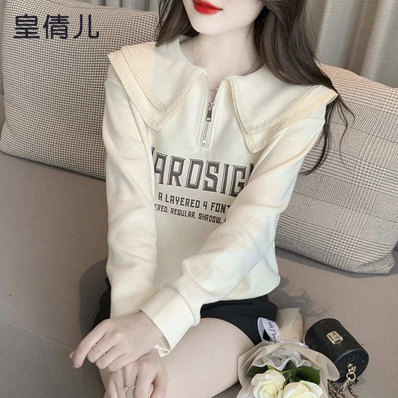 Lockerer langer Pullover mit Puppenkragen für Damen, Herbst/Winter, Neu, Schmale Passform, Koreanische Version, Business-Stil