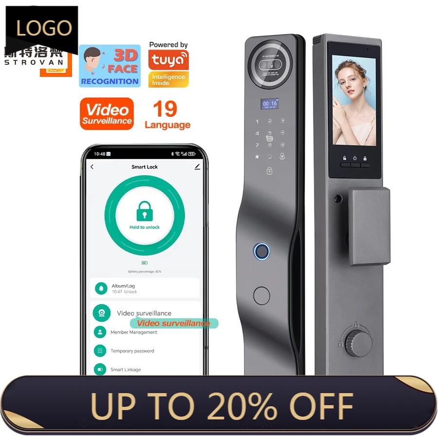 

STLF Ai Tuya WiFi Zigbee Security Automatic Smart 3d Face Recognition Biometric Fingerprint Lock Video Surveillance Lock