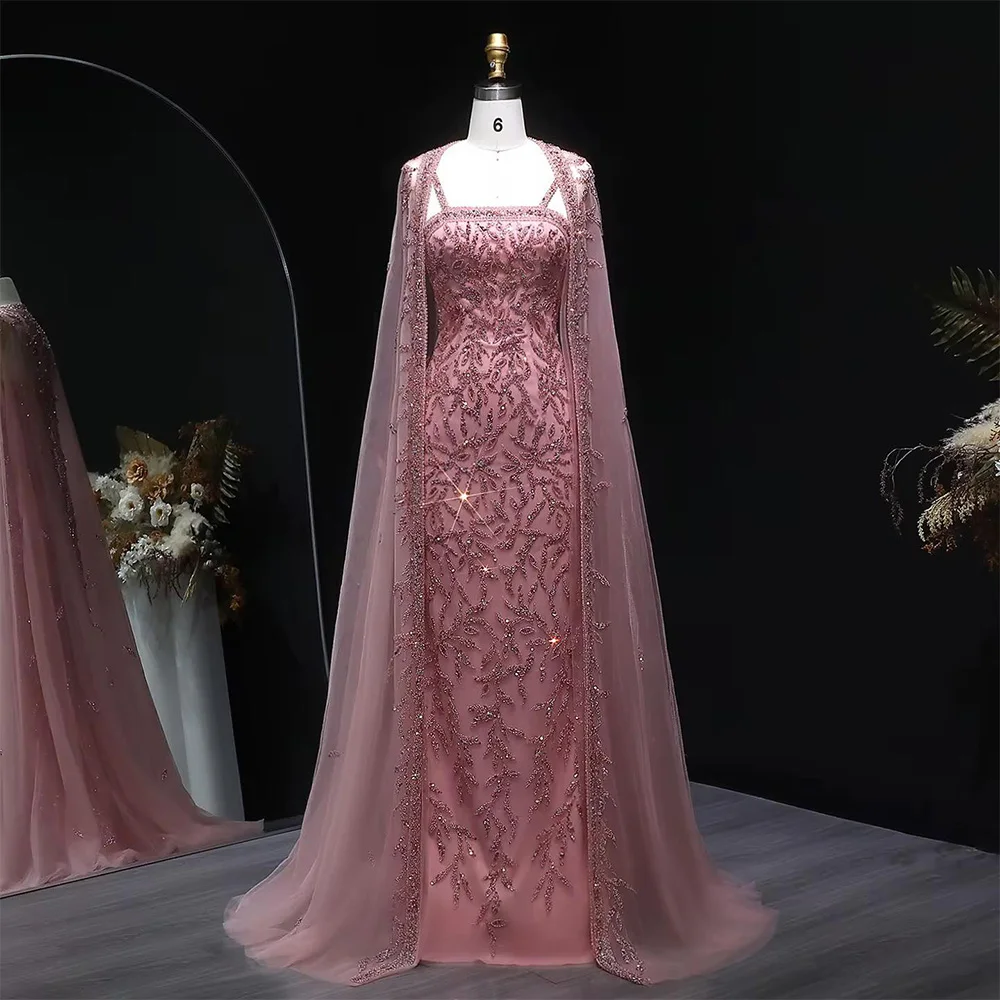 

Элегантное вечернее платье на тонких бретелях с шалью, индивидуальная вышивка бисером, атласное платье-роба, современное тюлевое платье-русалка для знаменитостей