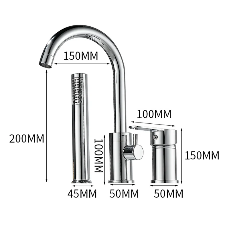 Bathroom Bathtub Shower Faucet with Swivel Tub Spout and Handhold Shower Brass Wall Mounted Hot Cold Water Mixer Bath Tap