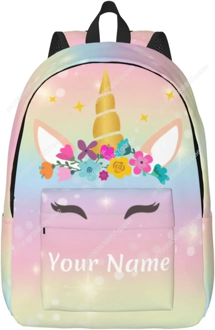 Unicorn Personalized Backpack for Girls Boys, Customized with Name, 15