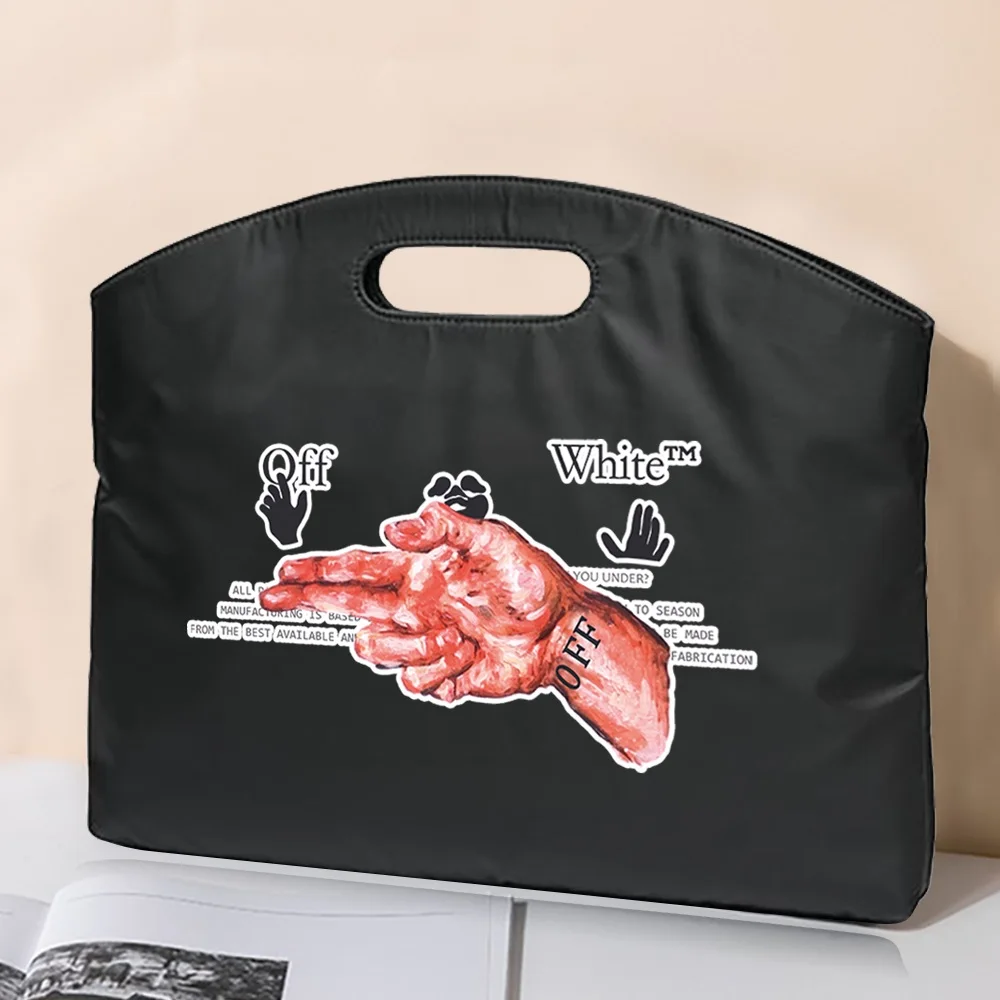 Briefcase Handbag Business Hand Series Pattern Conference Tablet Laptop Case Sleeve File Document Information Meeting Tote Bag