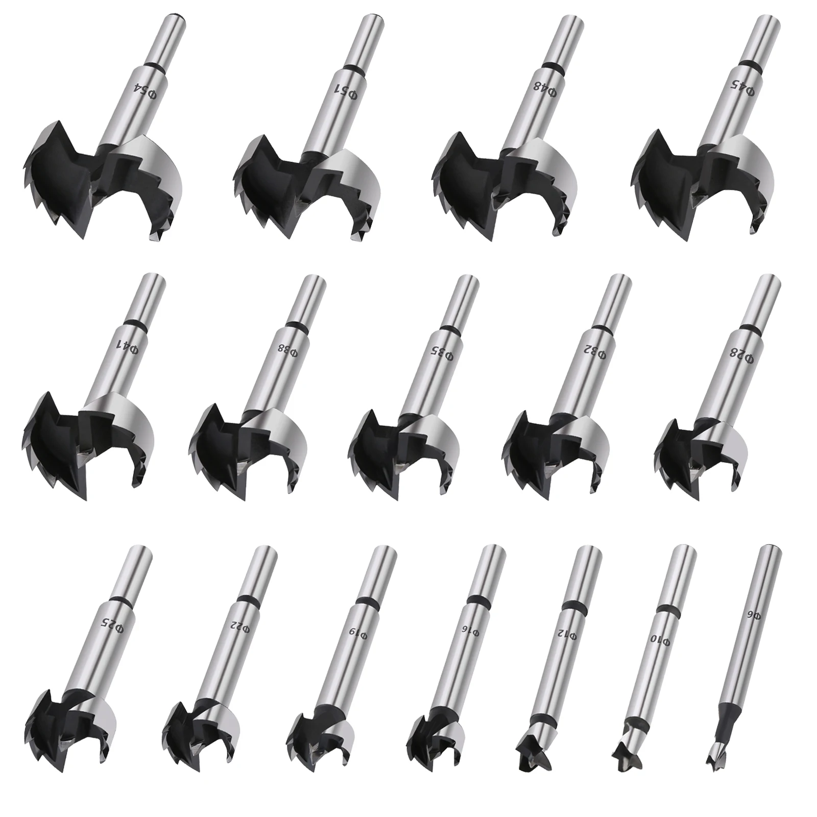 Vearter 1Pc 6mm-85mm Forstner Woodworking Tools Hole Saw Hinge Boring Drill Bits Round Shank High Carbon Steel Cutter