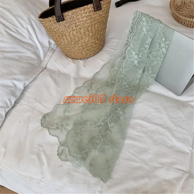 

D46C Popular Spring Lace Scarf Long Neckwrap Embroidery Shawl For Female Various Outfit Waist Accessories For Formal Occasion