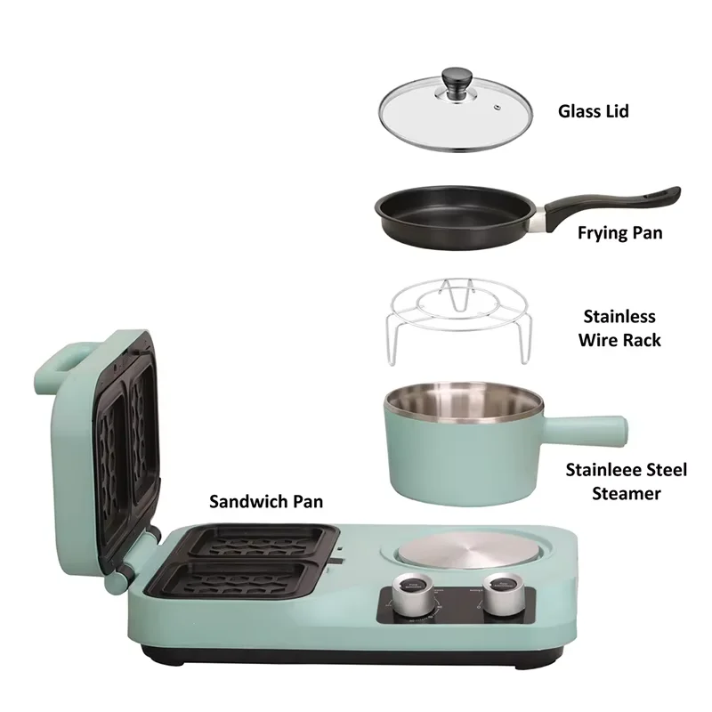 탈착식 플레이트가 포함된 1500W 고출력 다기능 샌드위치 메이커 - 가정용 소형 아침 식사 스테이션, 토스트