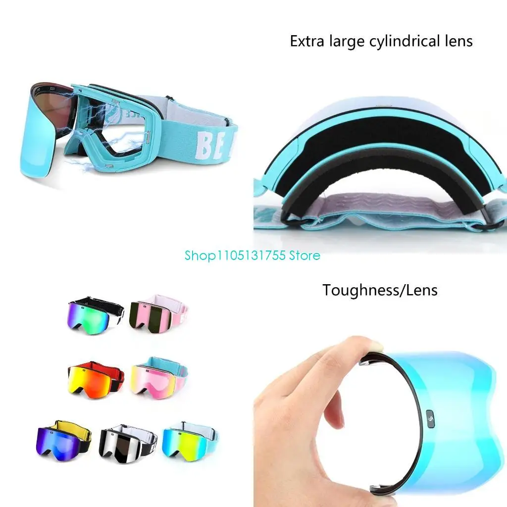 

K0EF Ski Goggles Snowboard Winter Snow Sports Lens Double Layers Anti-fog Skiing Glasses UV for Protection Skating