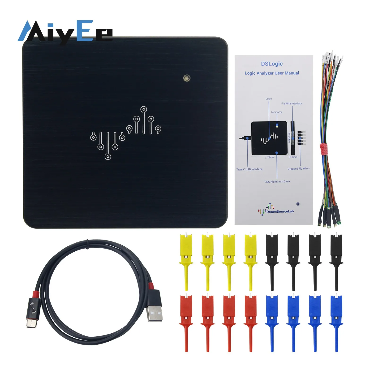 DSLogic U2Basic / DSLogic Plus 16CH Logic Analyzer USB 2.0 100MHz Sampling Rate 64Mbits Hardware Memory Debugging