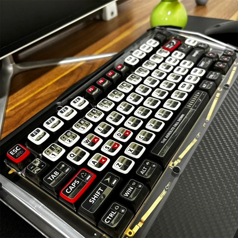 

Набор колпачков GEFENSI Pudding PBT + PC, 125 клавиш, четырехсторонний прозрачный колпачок на тему аниме, совместимый с механической клавиатурой 61/75/87