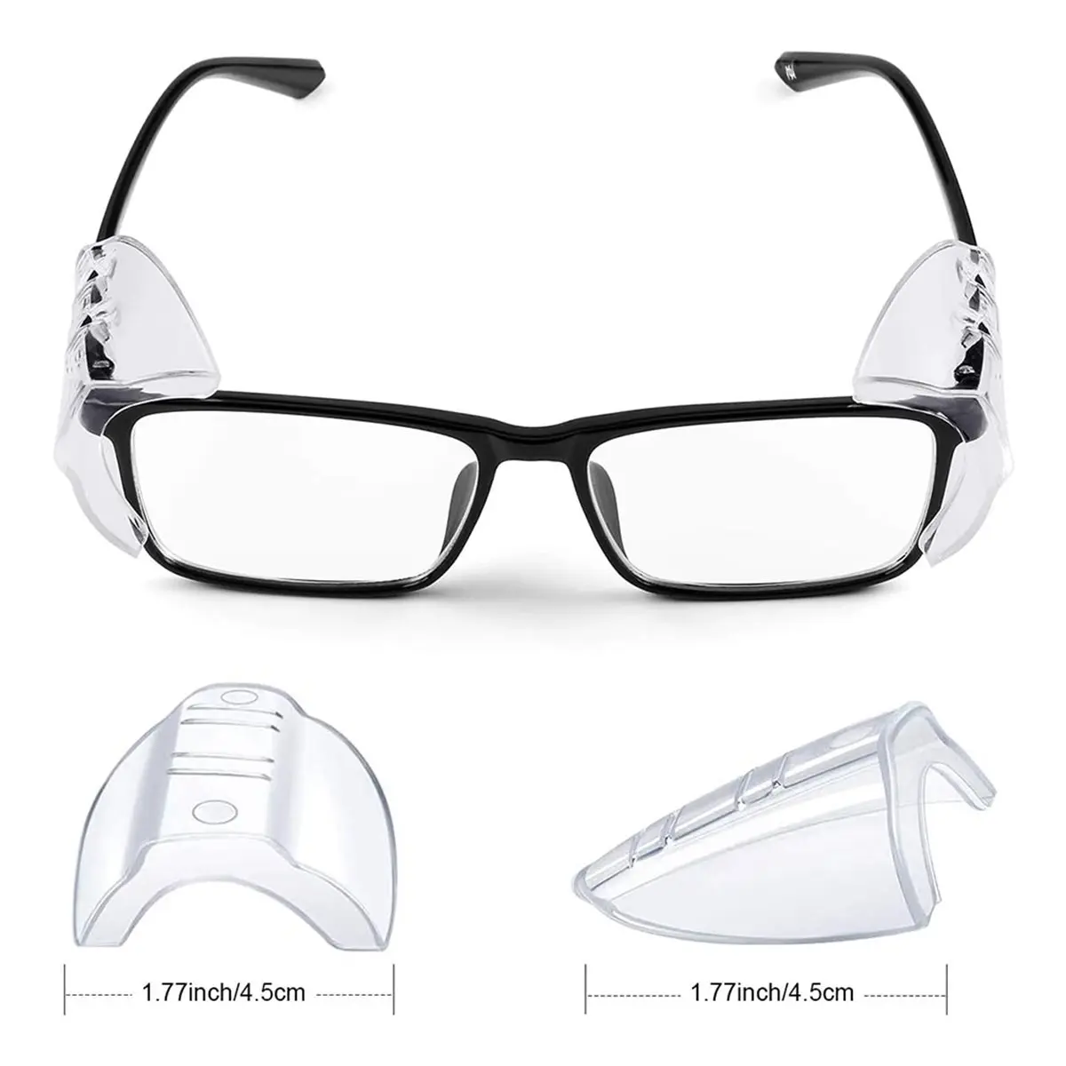 10Pairs Safety Eye Glasses Side Slip on Clear Side Shield for Safety Glasses Fits Less Than 12 mm Eyeglasses