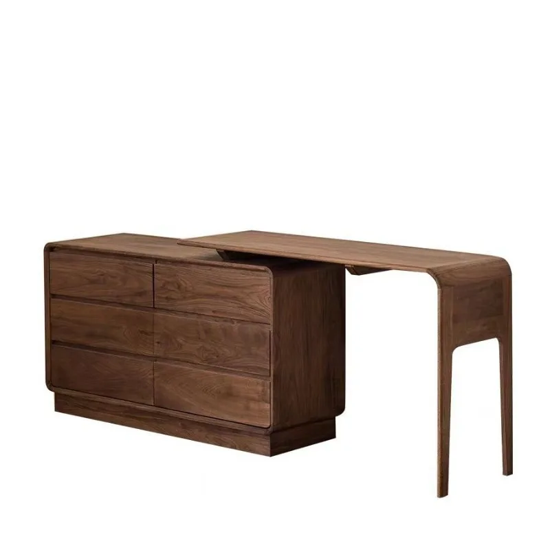 Black walnut chest dresser integrated, desk bedroom Japanese simple multi-functional all-solid wood storage