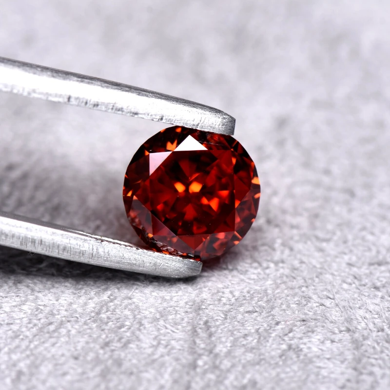 Hochwertiger Zirkonia mit Top-Crushed-Ice-Schliff, runder Form, roter Farbe, Labor-Diamant, 4K-Schliff, 5A+ Qualität, Großhandel – Detail 6