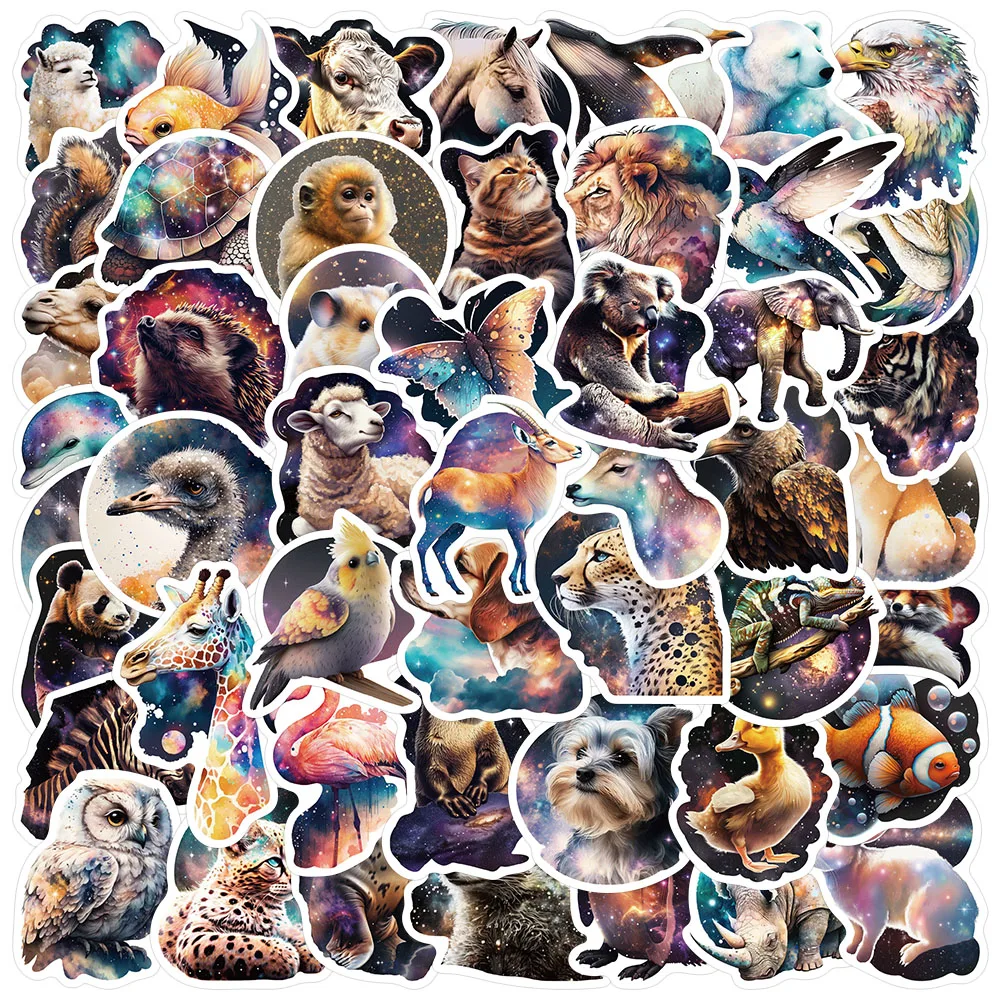 

50pcs Aesthetic Cartoon Fancy Animals Stickers Birds Tiger Panda Water Bottle Stickers Laptop Guitar Skateboard Vinyl Car Decals