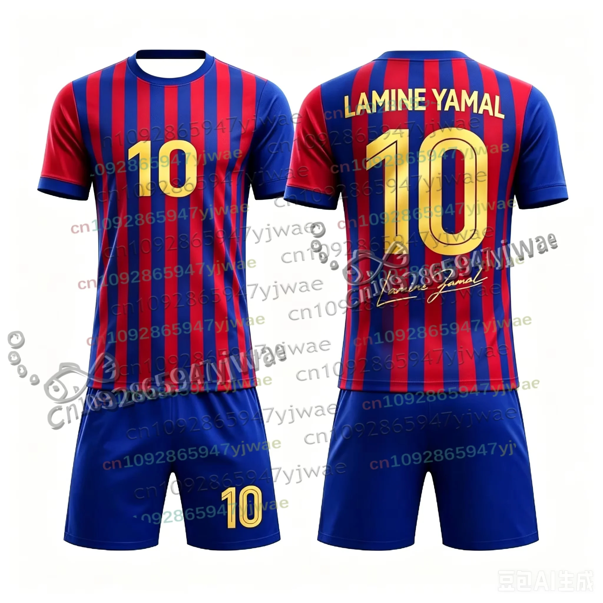 Sonderedition Yamal Nr.10 Fans Fußballtrikot 2-teiliges Set Damen Herren Sportbekleidung Sommer Atmungsaktives Freizeit-Kinder-T-Shirt-Shorts-Set – Detail 7