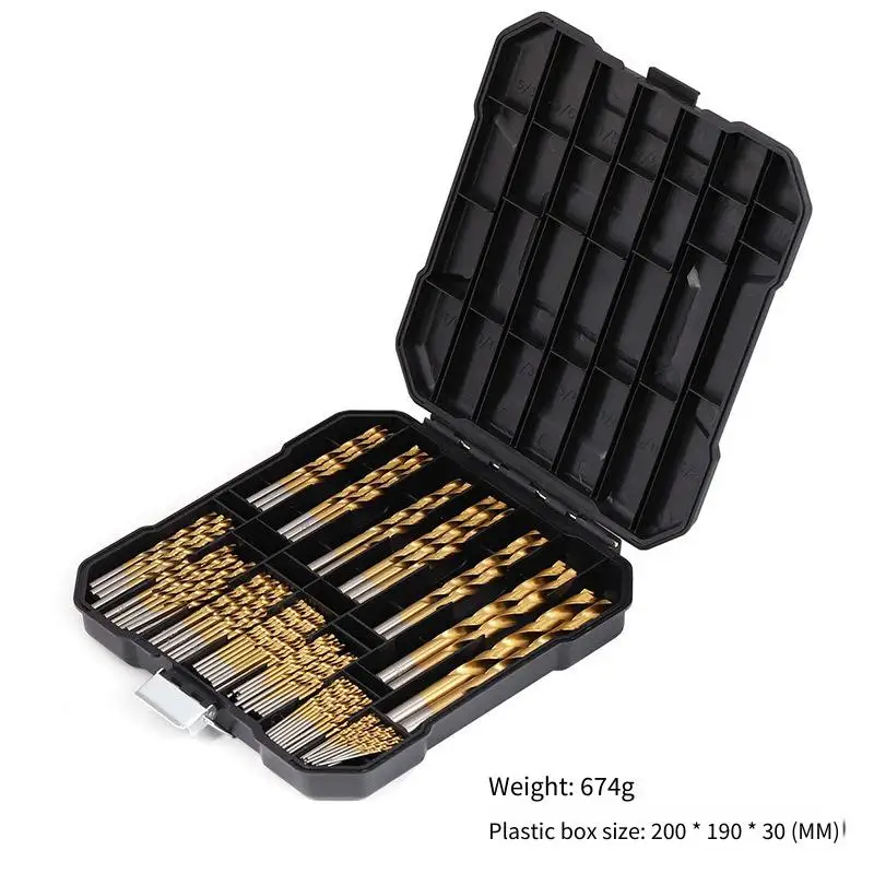 

99pcs Titanium Coated Drill Bit Set - High-Speed Durable for Metal Wood Plastic Aluminum Alloy Mixed Drill Bits in Storage Case