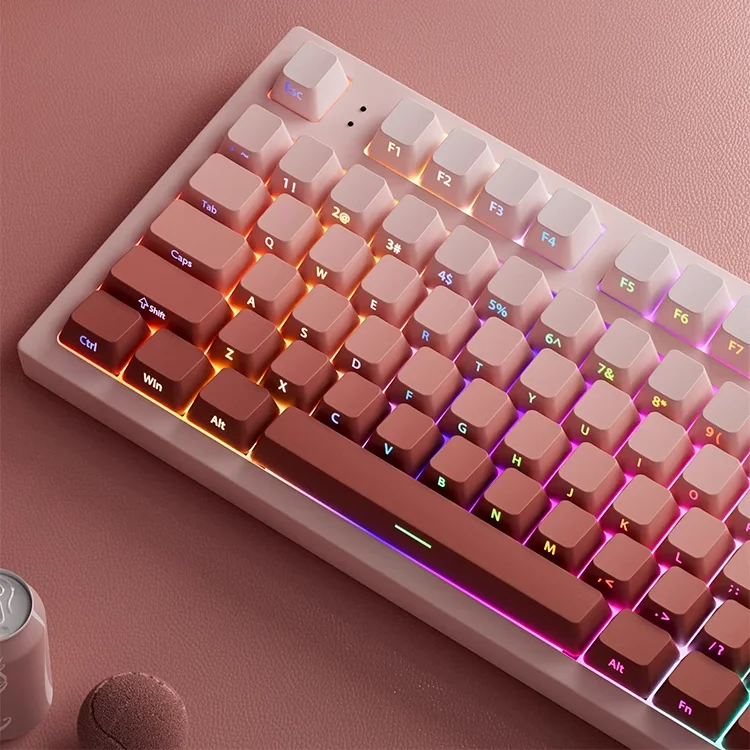 

OEM Profile Gradient Light Pink Keycaps ISO Enter Side Printed PBT Double Shot Keycap For MX Switch Mechanical Keyboard Key Caps