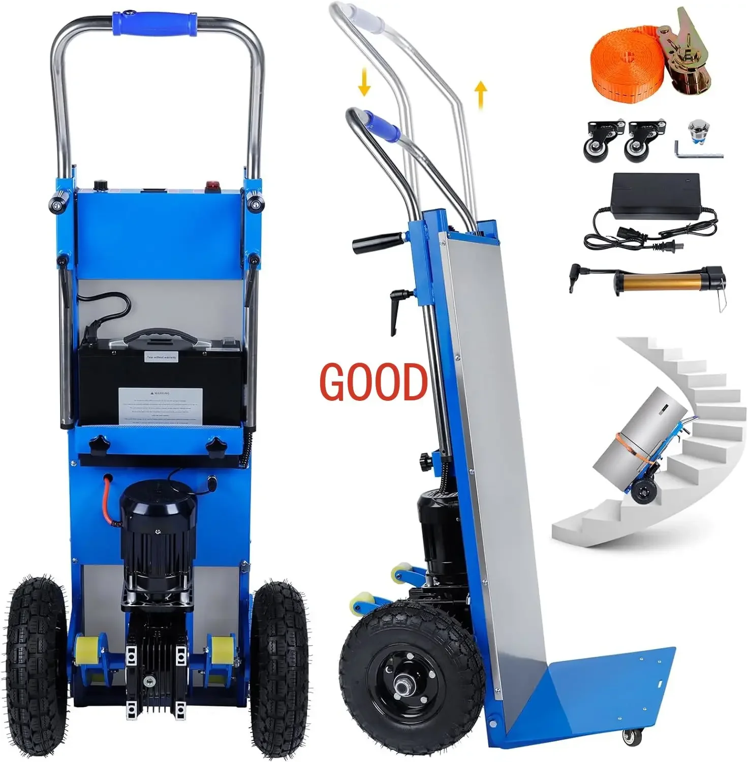 

Powered Stair Climbing Hand Trucks Dolly Cart, 880lbs max Load Capacity Stair Climbing Dolly, 1200W Heavy-Duty Trolley Cart