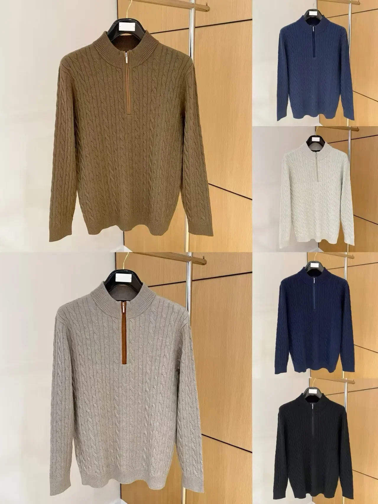 

Italian LP 25aw wind half zipper stand-up collar wool blended casual sweater