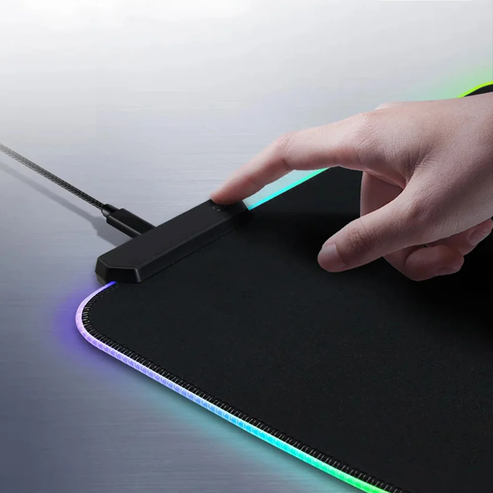 Linha artística design mousepad rgb computador host led tapetes iluminação portátil tapete preto xxl tapete de mesa backlight tapete cpu