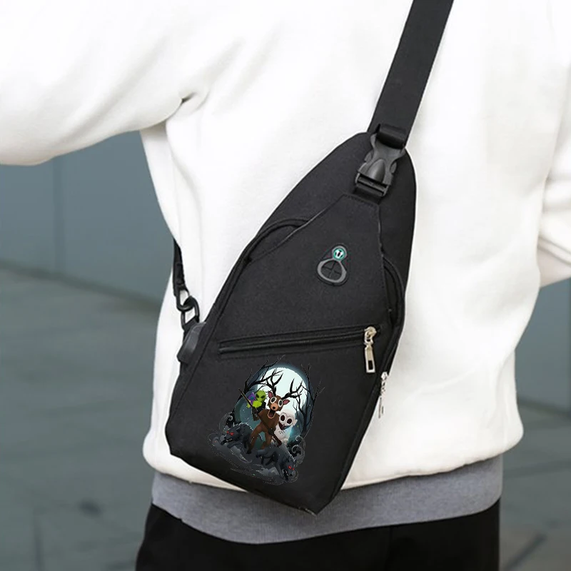 

99 Nights in The Foreste Shoulder Bag Men's Fashion Anime Printed Chest Bag Outdoor Leisure Sports Crossbody Bag Birthday Gift