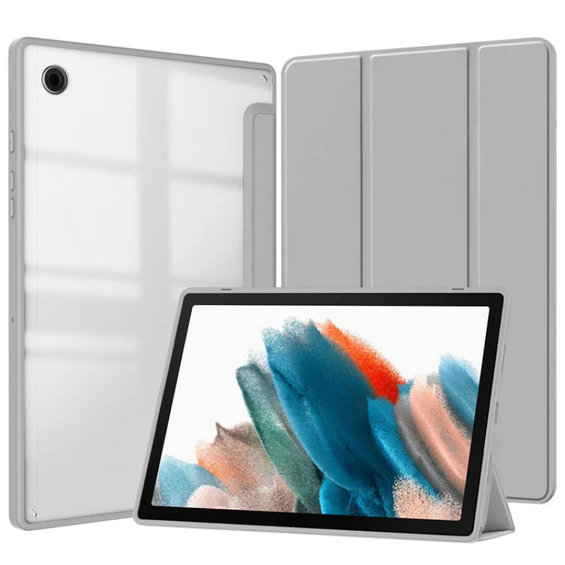 For Galaxy Tab A9 Plus Tablet Protective Case Acrylic Transparent Tri-Fold Flip Leather cover Lightweight