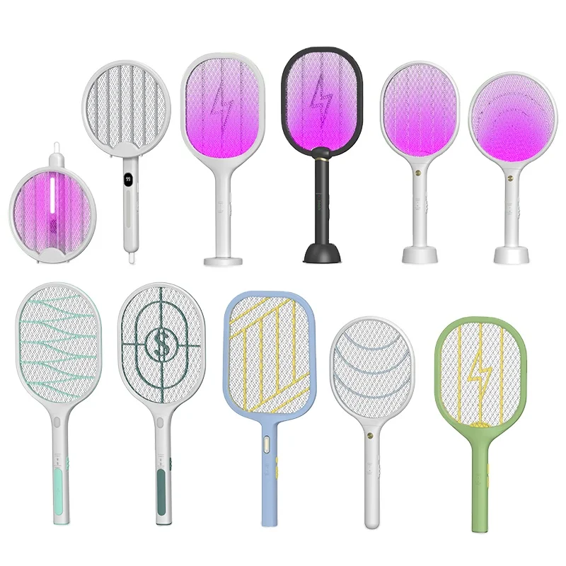 

(Factory)customized Rechargeable Electric Fly Bug Insect Mosquito Swatter Racket Killer Lamp Zappers Bat Foldable UV Light 2in1