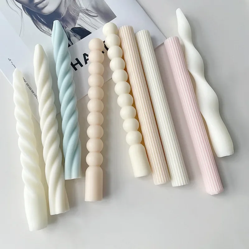 

Long Striped Candle Mold Spiral Pattern Long Stem Scented Candle Silicone Mould Twist Long Strip Mold Candle Making Supplies