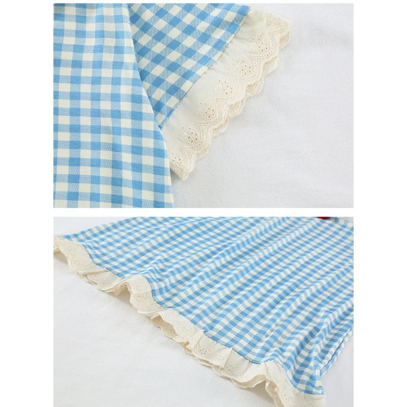 여자 원피스 잠옷 트윈 여자 줄무늬 잠옷 수면 반팔 셔츠 잠옷 공주 Nightdress 크기 2-9Y