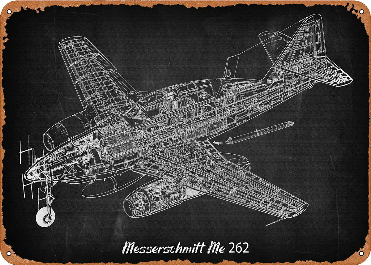 1p Messerschmitt Me 262 3# Metal Tin Sign Wall Decor Man Cave Military Fan Gift Home Bar Pub Decorative Military Posters