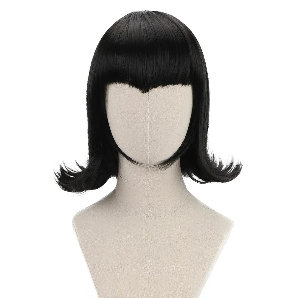 13 "Bob Perucas de Cabelo Curto Preto Curly Mavis Cosplay Peruca Mulheres Meninas Sintético Vampiro Anime Perucas de Cabelo para Festa Traje Halloween