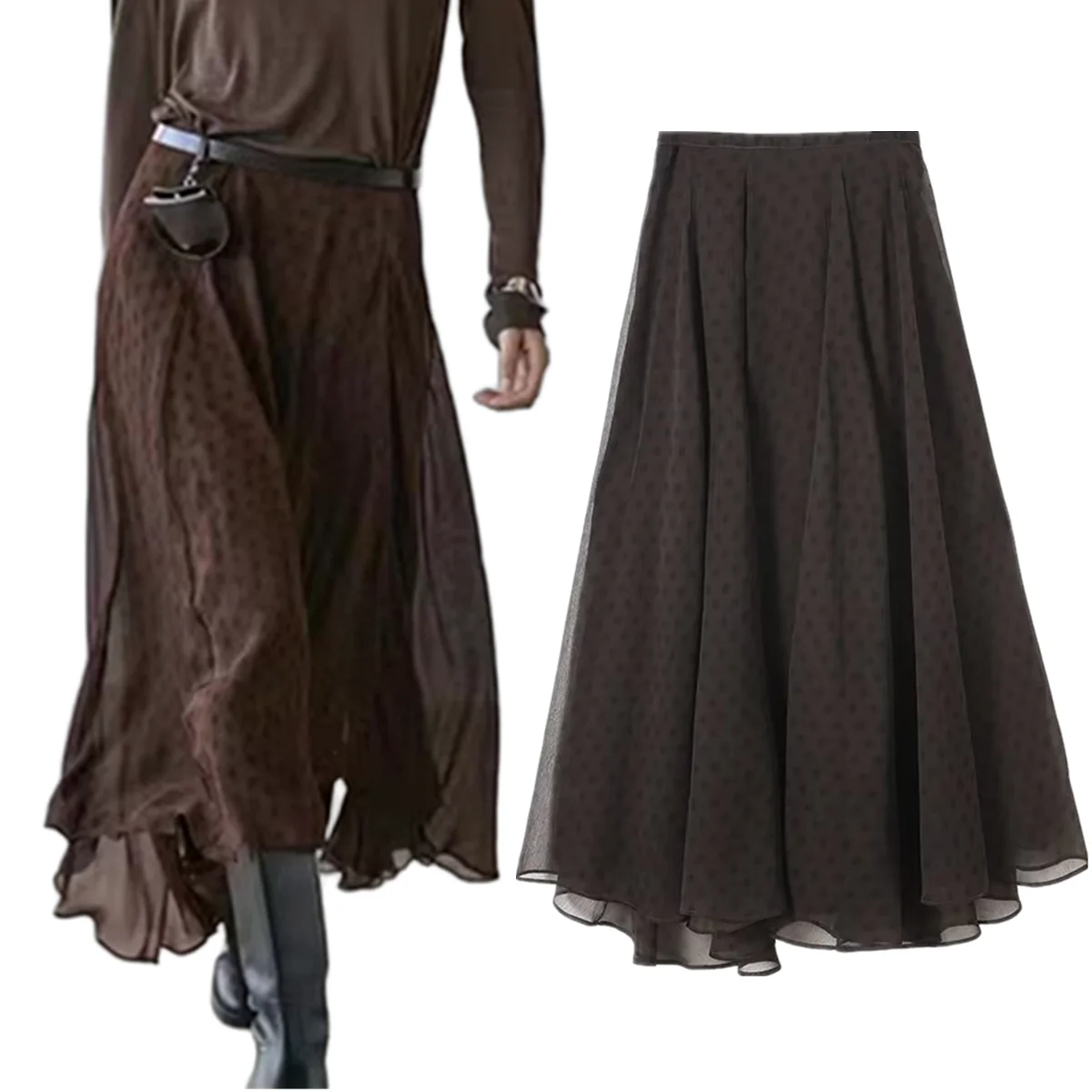 

Jenny&Dave Fashion Office Ladies Woman Clothes Female Clothing Vintage Polka Dot Skirt Woman Clothing Faldas High Waist Midi Ski