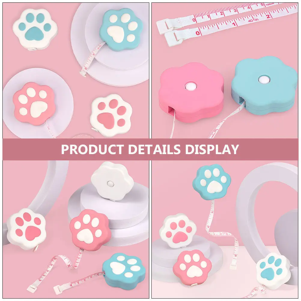 4Pcs Cartoon Cat Paw Compact Tape Measure Mini Portable Body Measuring Tape Lovely Creative Tool Clothing Store
