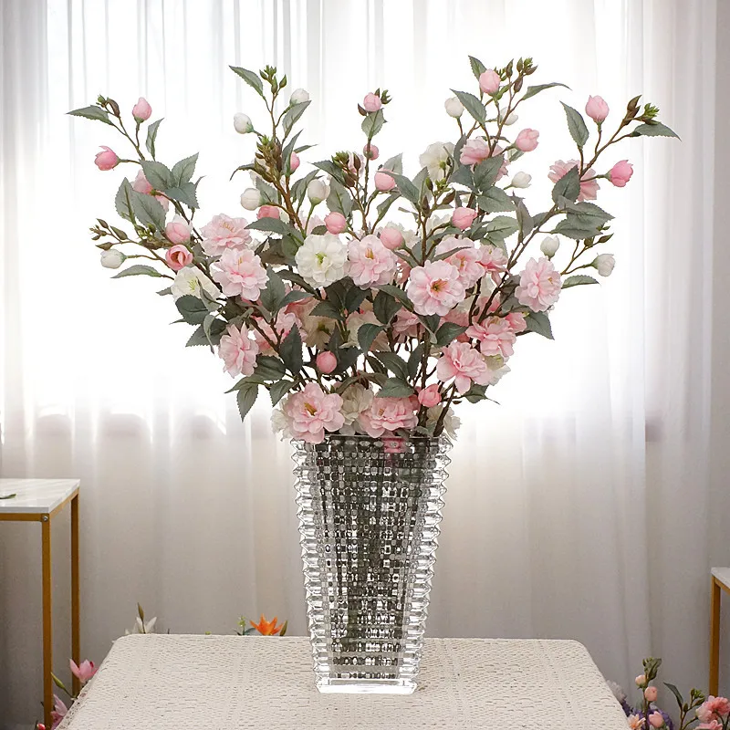 

90cm High Simulation Camellia Peach Plum Blossom Long Branch Home Living Room Table Wedding Decoration Artificial Fake Flower