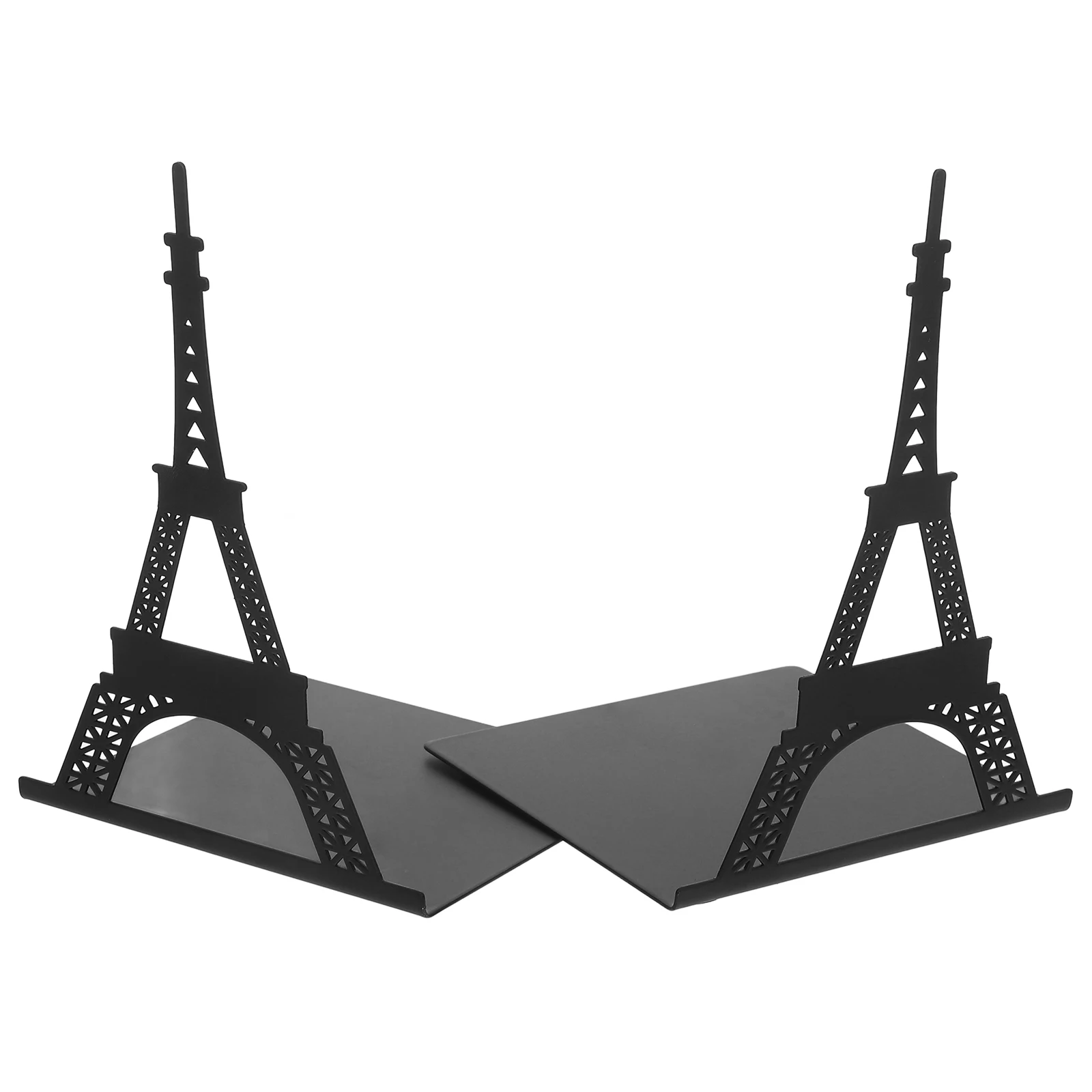 

2pcs Eiffel Tower Bookends Black Electroplated Anti Slip Thickened Desktop Decorative Book Organizer Study Supplies