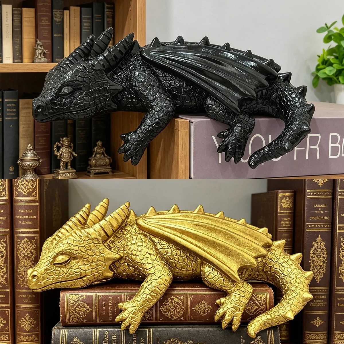 Image of 1 Stück Deko-Ornament aus Kunstharz, dekoratives Bücherregal-Ornament, erhältlich in Gold/Schwarz, Heimdekoration, Dekoration für Bücherregale oder Schreibtische, ein ideales Geschenk für