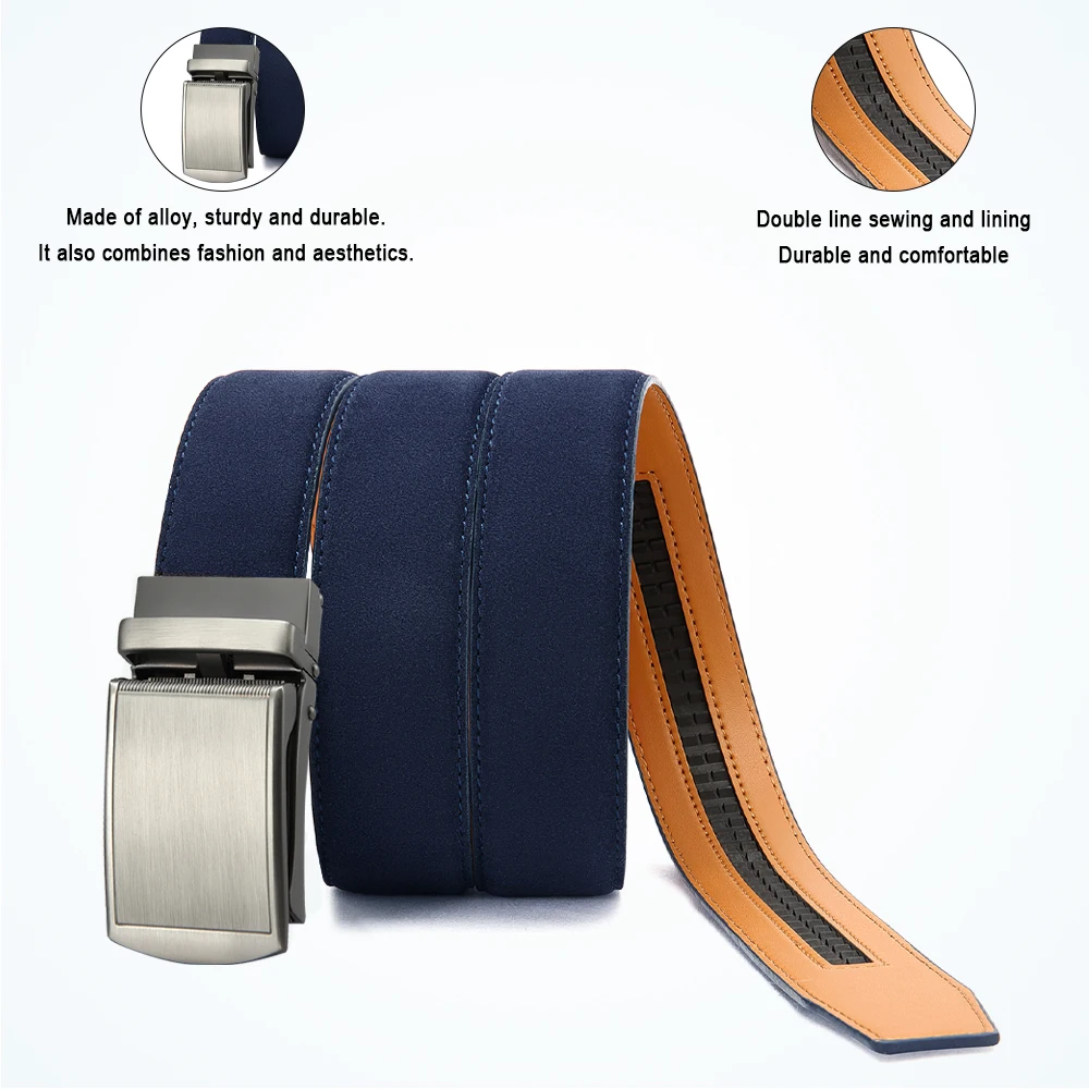 Hochwertiger Herrengürtel, 115 cm, 125 cm, 135 cm, Luxusgürtel, schwarze Herren-Jeansgürtel mit automatischer Schnalle, Anzuggürtel – Detail 6