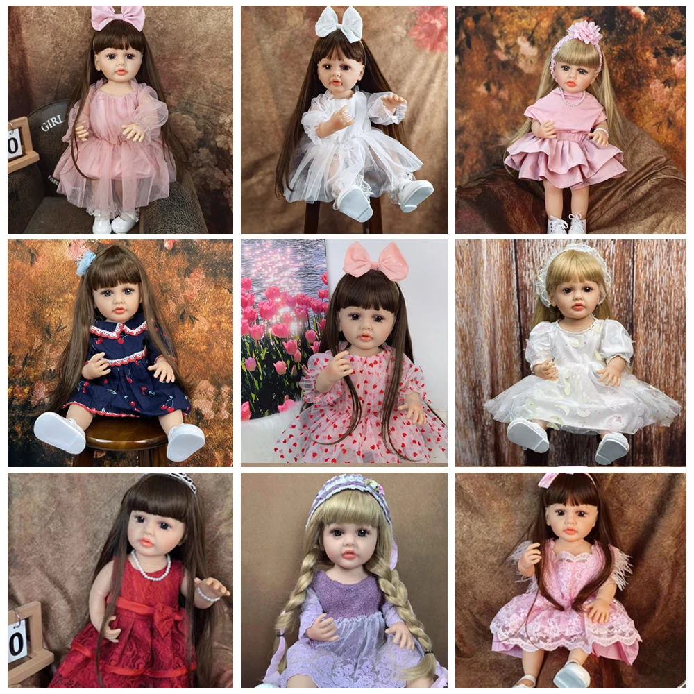 

Wear Dress Reborn Baby Girl Dolls 55 cm Full Silicone Bebe Reborn Princess Birthday Gifts Fashion Child Makeup Model Toy