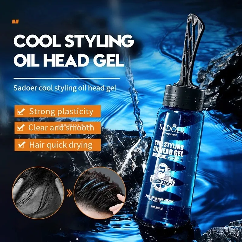 Gel Cheveux Hair Styling Gel Oil with A Comb Head Gel Powerful and Durable Natural Fluffy and Fragrant Hair Spray for Curly Hair