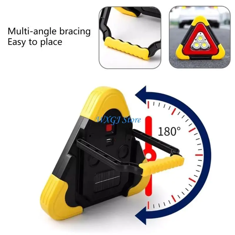 

37JE Long Lasting LED Triangular Alerts Sign Hazard Light For Enhanced Safety During Vehicle Breakdowns Or Repairs