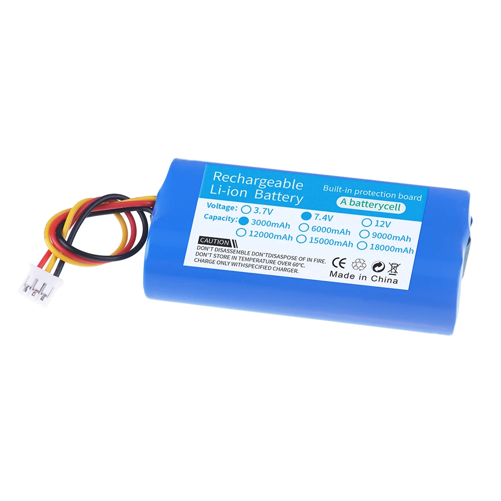 Batterie au lithium aste, 7.4V, 3000mAh, 2S1P, 18650, batterie pour haut-parleur mégaphone, banque d'alimentation, petit lecteur, pièces de jouets RC, prise 3P