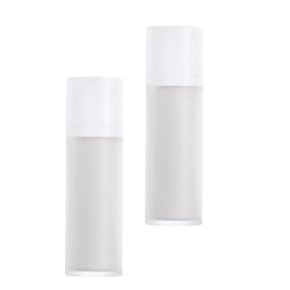 2Pcs 30ml Plastic Airless Pump Bottles Refillable Lotion Serum Dispensers Travel Portable Leakproof Storage
