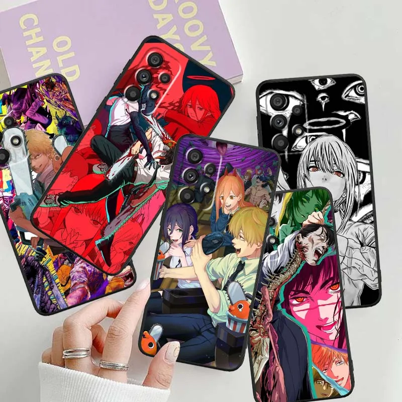 

C-Chainsaws Man Anime For Samsung A42 A41 A35 A34 A33 A32 A25 A24 A23 A21s A04 A03 Note 20 Ultra 5G Black Phone Case
