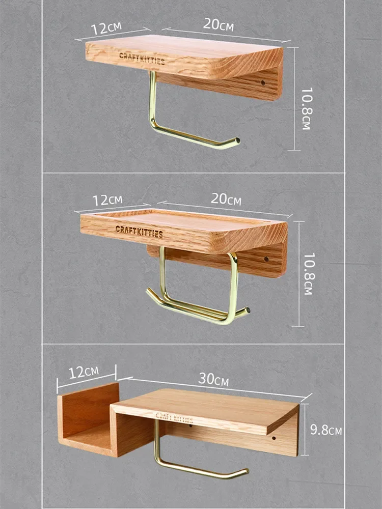 Akcesoria Bathr Nieperforowany uchwyt na chusteczki toaletowe Kreatywny drewniany uchwyt na rolkę papieru kuchennego Stojak do przechowywania