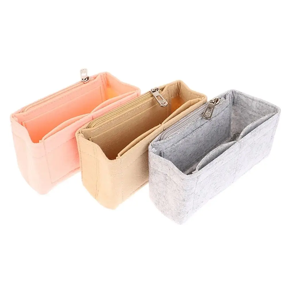 1Pcs Durable Storage Bags Insert Bag Portable Felt Linner Bag Multi-Pocket Travel Bag Organizer for Longchamp Mini Bag