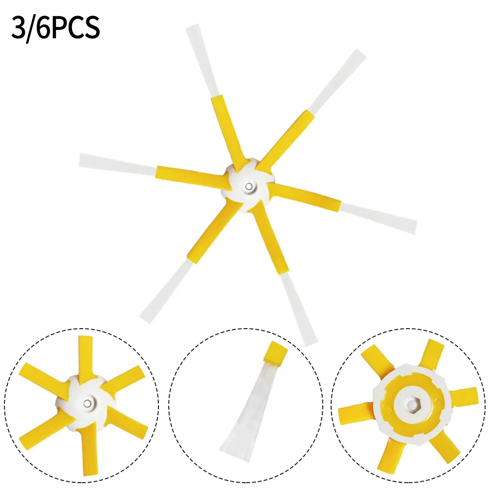 3/6pcs Hexagon Side Brush Super Cleaning Power 6-Armed Brush For IRobot For Roomba 500 600 700 Series Vacuum Cleaner Accessories