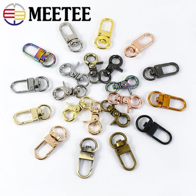 10Pcs 10mm Metal Buckles KeyChain Swivel Clip Lobster Clasp Bags Strap Dog Collar Carabiner Snap Hook DIY Hardware Accessories