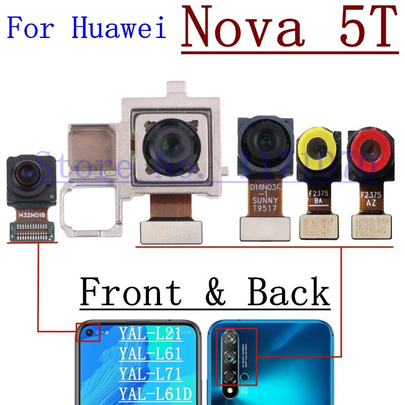 Original Tested Back Big Rear Main Camera Module For Huawei Nova 5T 5z Nova5T Nova5z Small Facing Front Camera Flex Cable