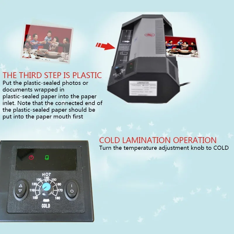 Office and Household Laminator Thermal Laminating Machine A4 Photo Photo Quick Preheating 4-roll System Laminating Machin