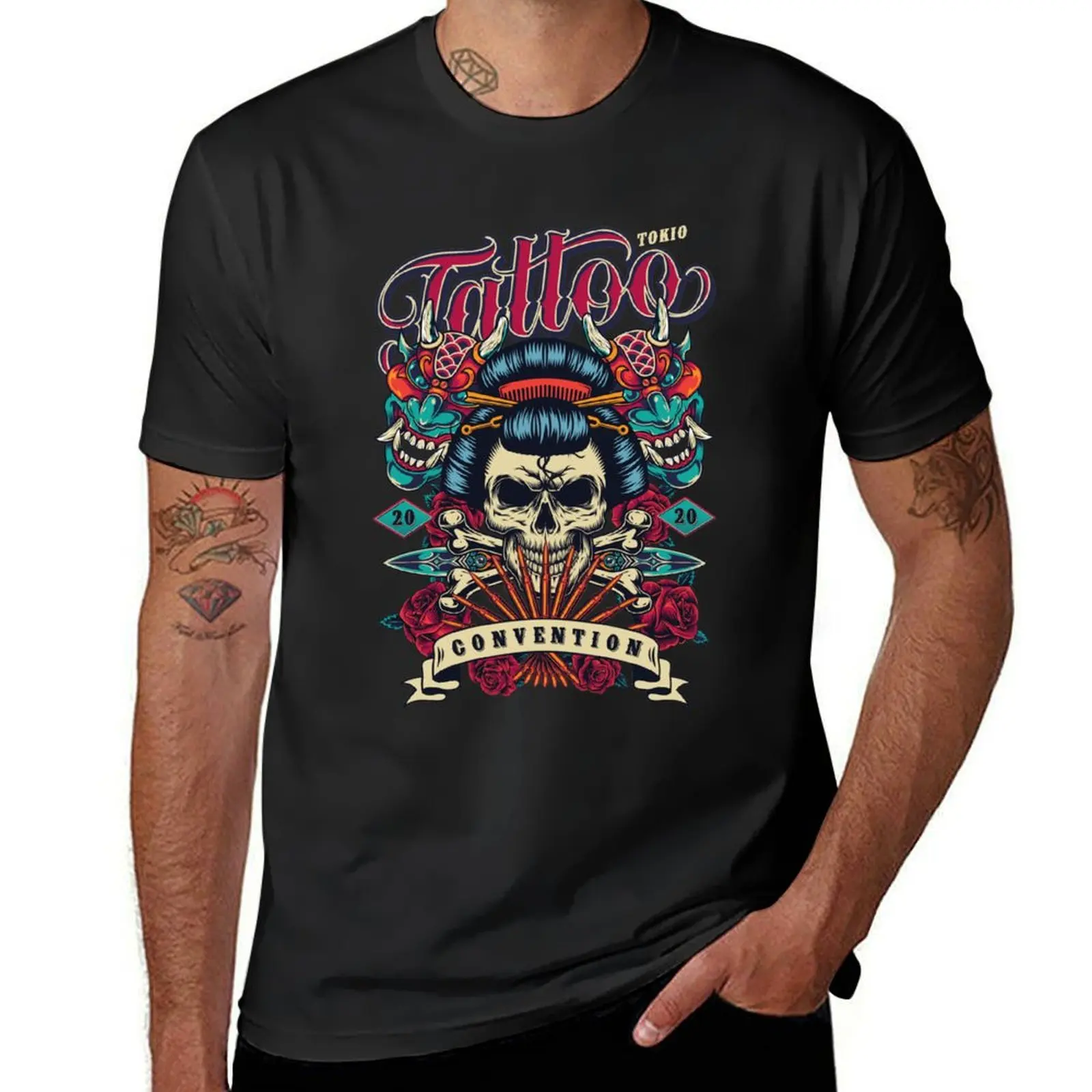 

Tokyo convention tattoo T-Shirt funnys hippie clothes Blouse anime clothes mens graphic t-shirts pack