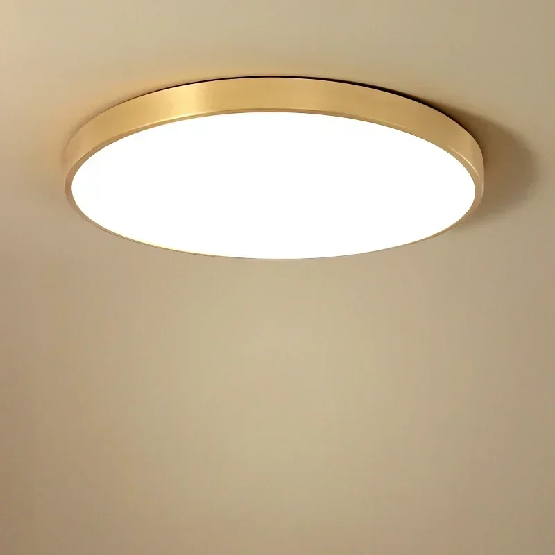 超薄型ledシーリングライト、ゴールド仕上げ、表面取り付け式、リビングルームや寝室に最適、リモコン操作、家庭用装飾照明。